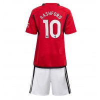Fotballdrakt Barn Manchester United Marcus Rashford #10 Hjemmedraktsett 2023-24 Kortermet (+ Korte bukser)